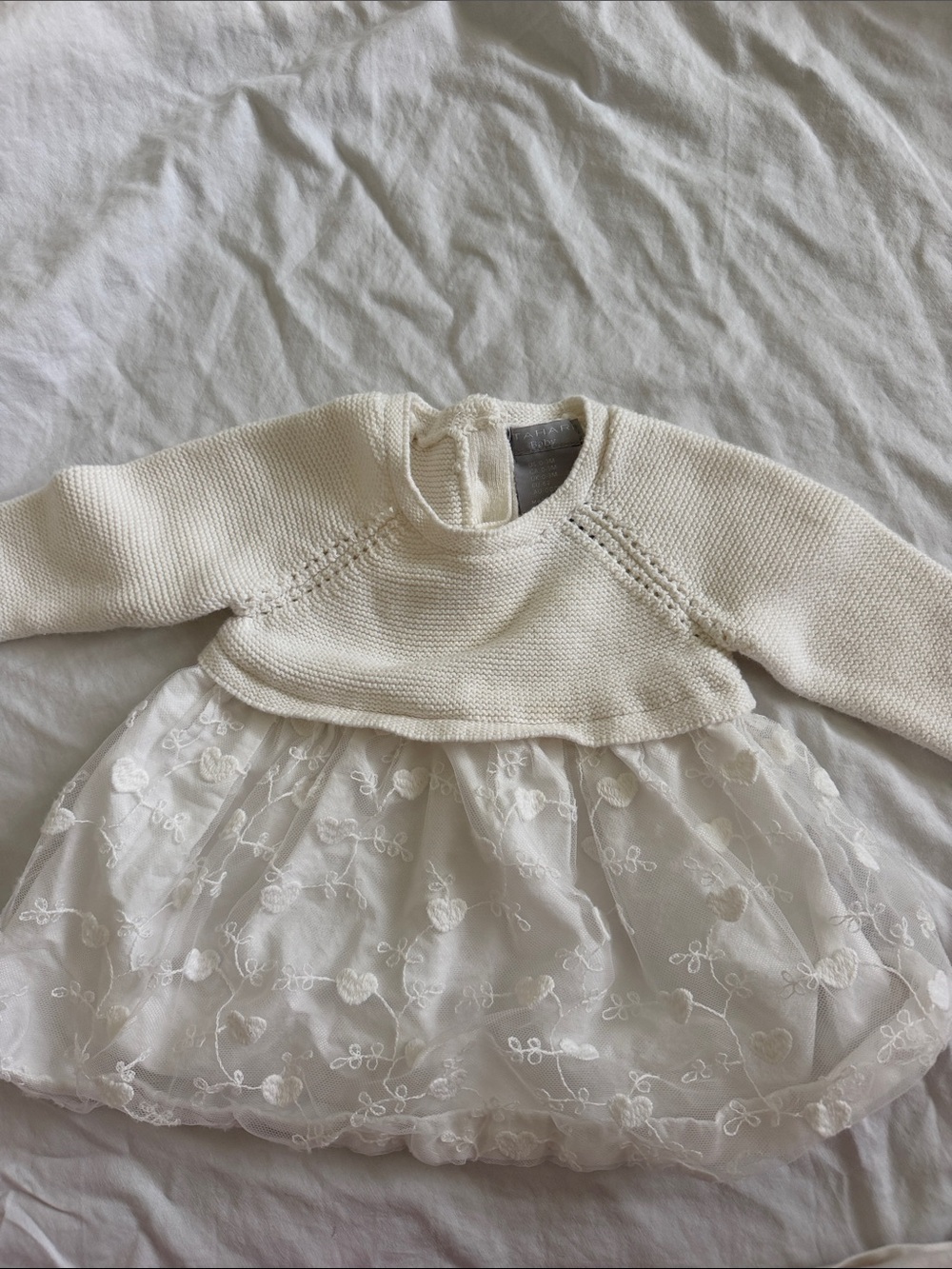 Ivory Knit & Embroidered Tulle Girls' Formal Dress